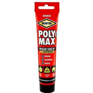 BOSTIK Poly Max High Tack Express montagelijm en afdichtmiddel, super sterke universele lijm, onmiddellijke afdichting, buis, 165 g, wit