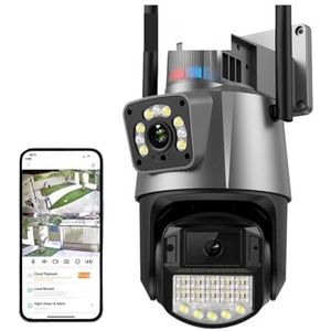 Bewakingscamera, 4K 8MP 4X Zoom PTZ-camera Buiten HD 4MP Dual-Lens Dual Screen Kleur Nachtzicht AI Auto Tracking Video Surveillance(4MP NO SD Card)