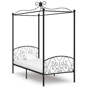 AJJHUUKI Bedden & Accessoires Luifel Bedframe Zwart Metaal 90x200 cm Meubels