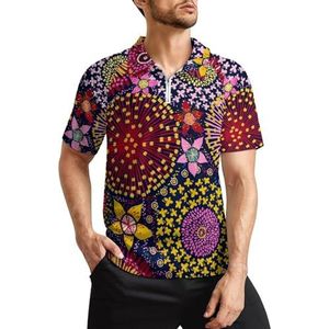 Australische bloemen heren golfpoloshirts klassieke pasvorm korte mouw T-shirt gedrukt casual sportkleding top XL