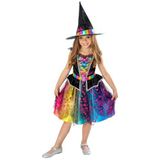 RUBIES Barbie Witch Deluxe kostuum voor meisjes, kleurrijke jurk en hoed, officiële Barbie Mattel voor Halloween, carnaval, Kerstmis en verjaardag