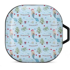 Zeemeermin vieren patroon oordopjes hoesje compatibel met Samsung hard shell beschermhoes zwart-stijl