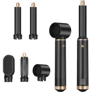 Dryhsip Haardrogerborstel, 5-in-1 heteluchtborstel, föhn en styler met afneembare opzetstukken (krultang, volumeborstel, stijltang, krulspeld), lichtgewicht reisföhns voor vrouwen, compact formaat