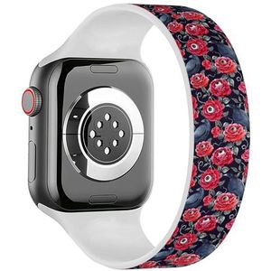 Solo Loop band compatibel met alle series Apple Watch 38/40/41mm (aquarel Halloween rode rozen) rekbare siliconen band band accessoire, Siliconen, Geen edelsteen