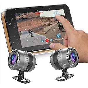 Dashcam For Motorfietsen, Dubbele 1080P-lens, G-sensor, WIFI, GPS, Lusopname, 4,0 Inch Touchscreen, Bedrade Bediening, 140 ° Nachtzicht Groothoek