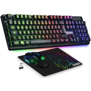 EMPIRE GAMING - Armor RF800 - Draadloos Gamingtoetsenbord en Muisset - QWERTZ - 2,4 G RGB