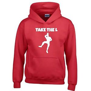 TAKE The L Hoodie Sweatshirt met capuchon Gr. 116 128 140 152 164 cm, rood/wit, 140 cm