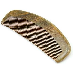 Xiaohui887 Natuurlijke Groene Sandelhout Fijne Tandkam, Antistatische Zak Houten Kam