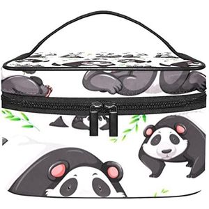 Reizen Make-up Cosmetische Case Opbergtas Panda Spelen Met Bamboe Patroon Cosmetische Tas Draagbare Voor Meisjes Vrouwen, Meerkleurig, 22.5x15x13.8cm/8.9x5.9x5.4in