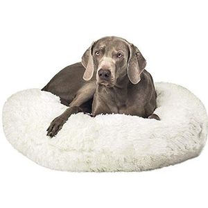 Deluxe huisdierbed voor katten en honden, warme pluche donut hondenbed, knuffelaar, kennel, zachte puppybank, kattenkussen, nest, afneembare slaapzak-XL-wit