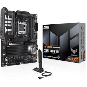 ASUS TUF Gaming X870-PLUS WiFi AMD AM5 X870 ATX-moederbord, 16+2+1, 80A SPS-vermogensfasen, DDR5, PCIe 5.0-gereed, vier M.2-sleuven, Wi-Fi 7, 2,5 Gb LAN, HDMI, USB4® 40 Gbps, SATA 6 Gbps, USB 20 Gbps