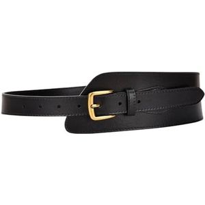 Brede elastische riem for dames van koeienhuid, verstelbare tailleband, korsetriem for jurken, tops, tuniek, obi-stijl, modeaccessoires, rekbare comfortabele tailleband for casual outfits.(Black_95cm