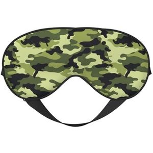 Camo Green Printing All-Occasion Sleep Eye Mask met dubbelzijdige verstelbare riem, perfect voor ploegendiensten en reizen