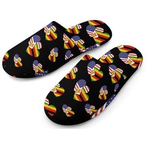 Zimbabwe Amerikaanse hart vlag volledige print dames slippers warme anti-slip rubberen zool huis schoenen voor indoor hotel 36-37_(5.5-6)