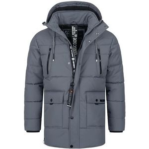 Indicode Heren INWess Quilted Jacket | Gewatteerd jack met capuchon Charcoal Mix S