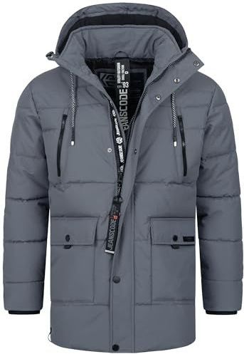 Indicode Heren INWess Quilted Jacket | Gewatteerd jack met capuchon Charcoal Mix S
