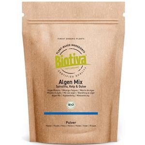 Algenmix Bio 150g Poeder - Dulse Kelp Spirulina - Algenmengsel uit de biologische landbouw - Gebotteld en gecontroleerd in Duitsland - Biotiva