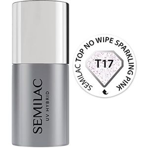 Semilac - Top T17 No Wipe - UV Gel Polish Top Coat - Sparkling Pink - 7 ml