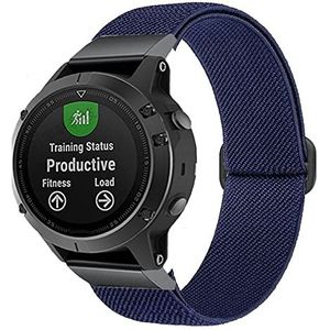 EDVENA 22 26mm QuickFit Watch-band Compatibel met Garmin Fenix ​​6 6x Pro 5x 5 Plus 3HR 935 945 S60 Nylon lus elastische band horloge polsband (Color : Blue, Size : 26 Fenix 6X 6X Pro)