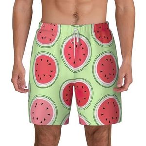 YJxoZH Watermeloen Groene Print Heren Zwembroek Board Shorts Surfen Elastische Strandshorts, Sneldrogende Zwemshorts, Wit, M