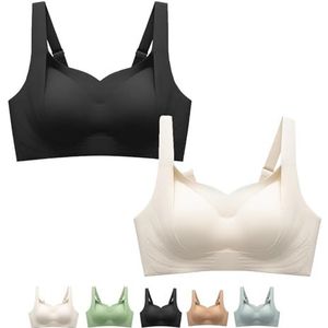 Ondersteunende, Draadloze Liftbeha, De Hele Dag Comfort, Geen Lekken, Vormgevend En Naadloos Ontwerp(Black+white,XX-Large)