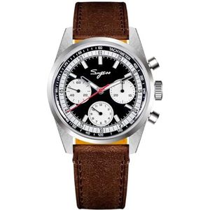 NIADI Sugess S419 37mm ST1902 Mov't Chronograaf Mannen Horloge 50m Waterdichte Mechanische Rvs Sport Horloges, Kleur 2