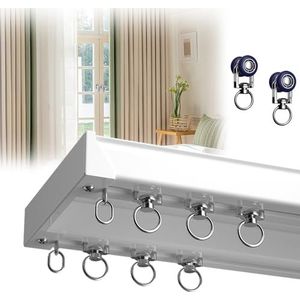 Gordijn dubbele rails plafond, dubbele gordijnrails, kamerverdeler spoor, ziekenhuis gordijn Siamese dubbele rails plafondmontage, stille schuifplafond gordijnrail zwart (kleur: wit, S