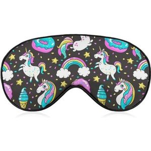 Unicorns Ice Cream Donut Regenboog Slaapmasker Lichtgewicht Oogmasker om te slapen met verstelbare riem voor mannen en vrouwen