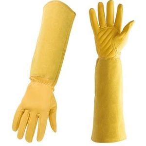 Ademende Handschoenen Bloemenprint Kunstleer Tuinhandschoenen For Dames Antislip Schoonmaakhandschoenen Tuinhuishoudhandschoenen (Color : Yellow)