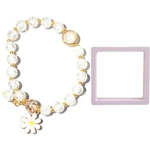 OLACD Bloemen Stretch Faux Crystal Armbanden - Duo Pack 2 STKS Glas Bead Pols Accessoire Mode