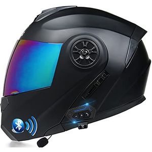 RMBDD Opklapbare Bluetooth Motorhelm Modulaire Motorhelm Integraalhelm met Dubbel Vizier DOT/ECE Goedgekeurd met Microfoon voor Automatisch Beantwoorden Geïntegreerde Helm