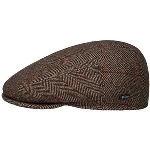 Lipodo Flatcap met ruit heren - gevoerde flatcap met wol - Made in Italy - Maten 49-61 cm - Herencap met klep - Flatcap herfst/winter - 61 cm beige