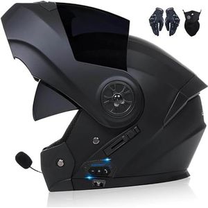 Motorhelm Systeemhelm met Bluetooth Modulair dubbel zonnevizier Volledige helm Unisex-helm, installatievrij geïntegreerd communicatiesysteem, DOT/ECE-gecertificeerde helm C,XL=61-62cm