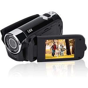 Digitale videocamera camcorder 720p 16MP Full HD 270° rotatie groothoek vlogging camera recorder 3,0 inch IPS-scherm camcorders 16X zoom ingebouwde NP5C lithiumbatterij (zwart EU)