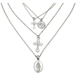 Pendant Elegant Multi-layer Cross Women Alloy Chain Choker Necklace Jewelry,Colour:Silver (Color : Silver)