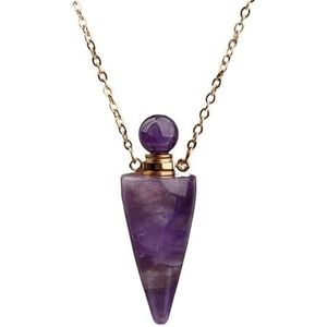 Spiritual Divination Pendulum For Dowsing Women Crystal Quartz Perfume Bottle Pendant Necklace Reiki Chakra (Color : Amethyst Gold)