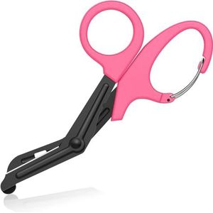 Titanium verbandschaar EMT en trauma schaar, gebogen stealth zwart gecoat voor verpleegkundigen, studenten, eerste hulp (roze, 19 cm)