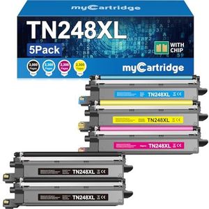 MYCARTRIDGE TN248XL Compatibel met Brother TN-248XL TN248 voor Brother MFC-L3760CDW MFC-L3740CDWE DCP-L3560CDW HL-L3240CDW DCP-L3520CDWE voor TN-248CMYK TN-248VAL 5-pack