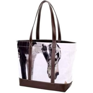 Laptop Tote tas met Grote Dane Zwart Wit Honden Print, Draagtas Casual Canvas Business Werk Draagtas Aktetas voor Computer School Office