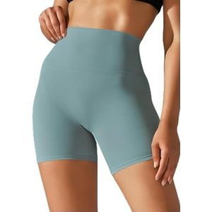 Vrouwen Sport Korte Yoga Legging Shorts Squat Proof Hoge Taille Fitness Strakke Shorts Sneldrogend Fietsen -Groen-XL