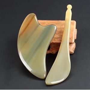 Witte Yak Ox Hoorn Gouache Schraper Pees Stok Set Gua Sha Schoonheidsverzorging Tool Eye Neck Body Massage Relax Boarda 1Pcs