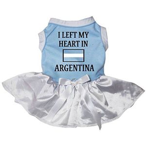 Petitebelle Puppy Hond Kleding Ik liet Mijn Hart In Argentinië Blauw Top Witte Jurk, Small, Blauw