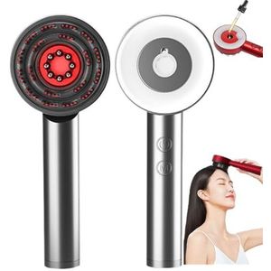 Hoofdhuidmassageborstel, Protable Shiatsu-Haarhoofdhuidmassager, Haarolie-Applicator, 3 Massagestanden, 10 Minuten Modustiming, 850Nm Lichtgolf, Voor Haargroeistimulatie,Grey