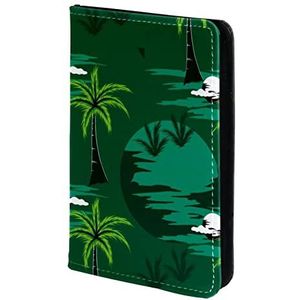 Paspoorthouder, paspoorthoes, paspoortportemonnee, reisbenodigdheden strand tropische palmboom groen, Meerkleurig, 11.5x16.5cm/4.5x6.5 in