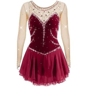 Nnnydjy Schaatsjurk Voor Meisjes Voor Kunstschaatsen Turnpakje Voor Dames Voor Ritmische Gymnastiek En Dans Glanzende Kristallen Wedstrijdkleding Voor Rolschaatsen En Kunstschaatsen,K,11_13Years