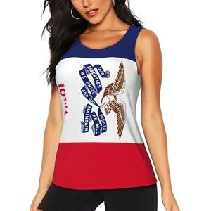 Jkkghll Iowa State Vlag Print Zomer Atletische Gym Activiteit Tank Tops Running Wandelen Casual Wear Blijf Koel Droog, Zwart, S