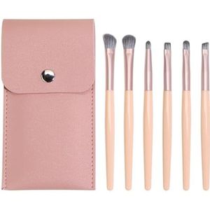 Make-upborstels, Blush-borstel, Make-upborstelset, Make-upborstels, 6 x cosmetische borstelset, draagbaar, met oogschaduw, wenkbrauwborstel, oogmake-uptool(Pink)