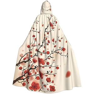 OPSREY Japanse Lente Pruim Bloemen Gedrukt Volwassen Hooded Poncho Volledige Lengte Mantel Gewaad Party Decoratie Accessoires