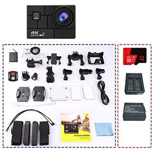 Actiecamera, Actie Sport Camera Ultra HD 4K/60fps EIS 24MP 2.0inch IPS Scherm 170D Onderwater 30M Go Waterdicht Pro Helm Video Cam,Buiten, Sport, Video(Option 4)
