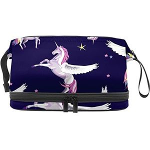 Grote capaciteit reizen cosmetische tas, Pegasus en eenhoorns, make-up tas, waterdichte make-up tas organisator, Meerkleurig, 27x15x14 cm/10.6x5.9x5.5 in